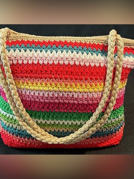 The Sak Handbags - The Sak Rainbow Stripe Crochet Shoulder Bag - Boho Y2K